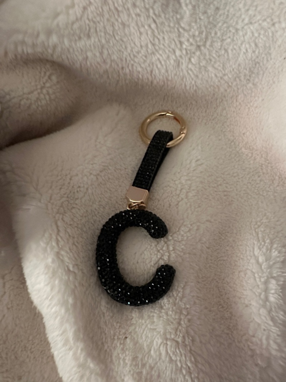 Black Sequin 'C' Keychain Charm - Unbranded
